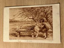 Antike Postkarte - Mädchen mit Lavendel, 1904, Frankreich