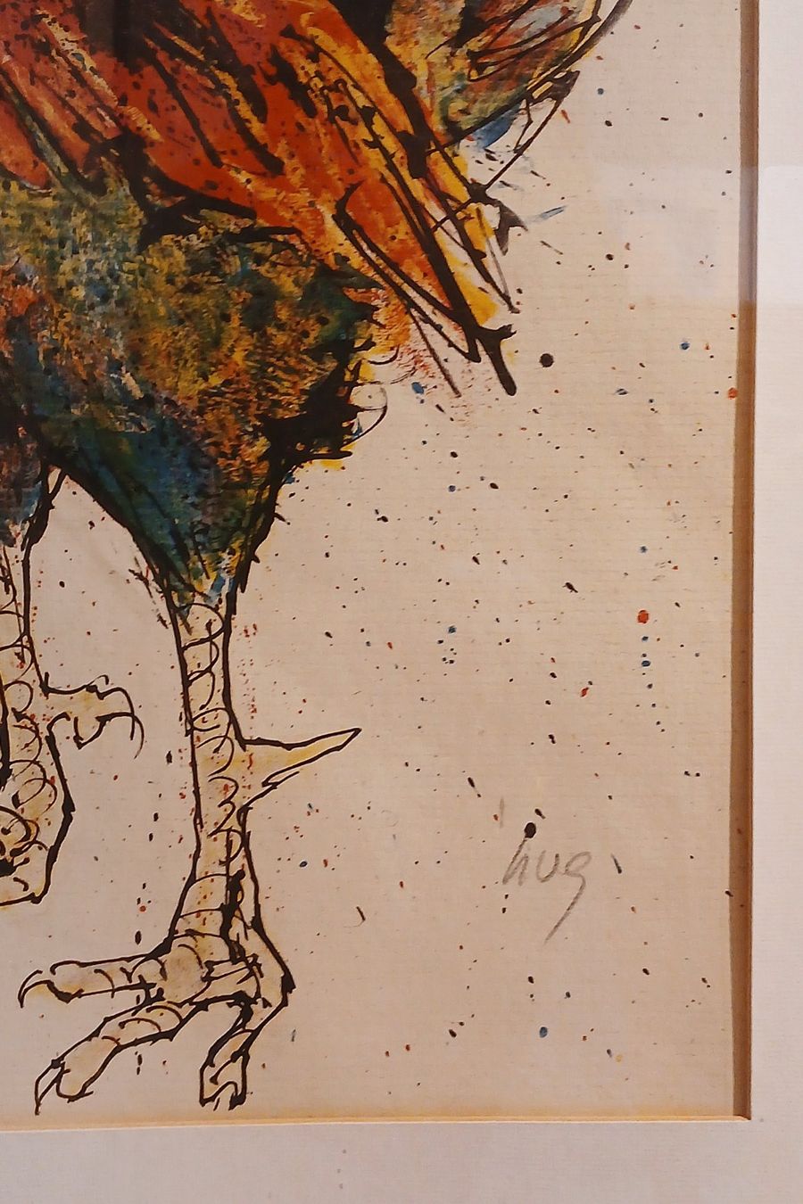 Grafiken & Lithographien: Fritz Hug  >>Hahn>>  in Goldrahmen – Gebraucht aus Hinwil von Chnap 1