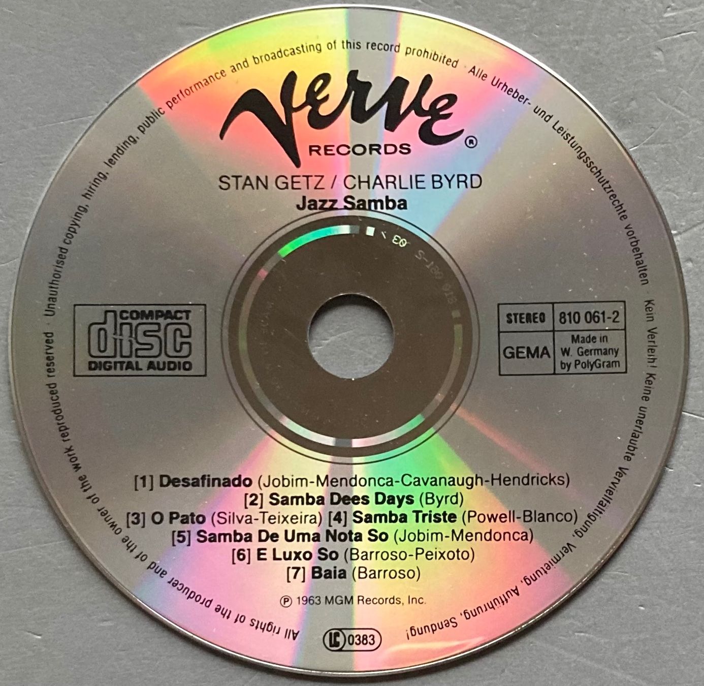 Vinyles: STAN GETZ / CHARLIE BYRD - JAZZ SAMBA – D'occasion à Poliez-Pittet par Newtown-Records 2
