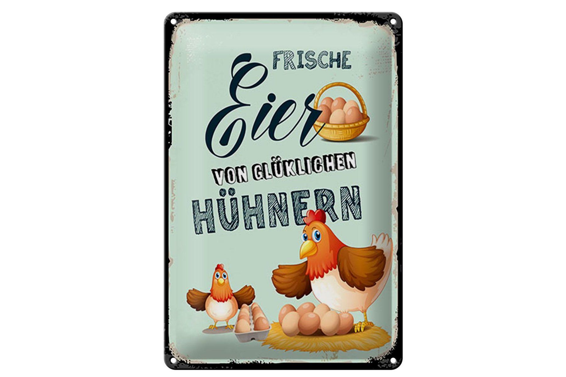 Insegne: Blechschild-FRISCHE EIER VON GLÜCKLICHEN HÜHNERN – Nuovo e nell'imballaggio originale da Rupperswil venduto da big-one-sale