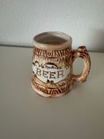 Lustiger Bierkrug mit Schweinchen Figur im Glass