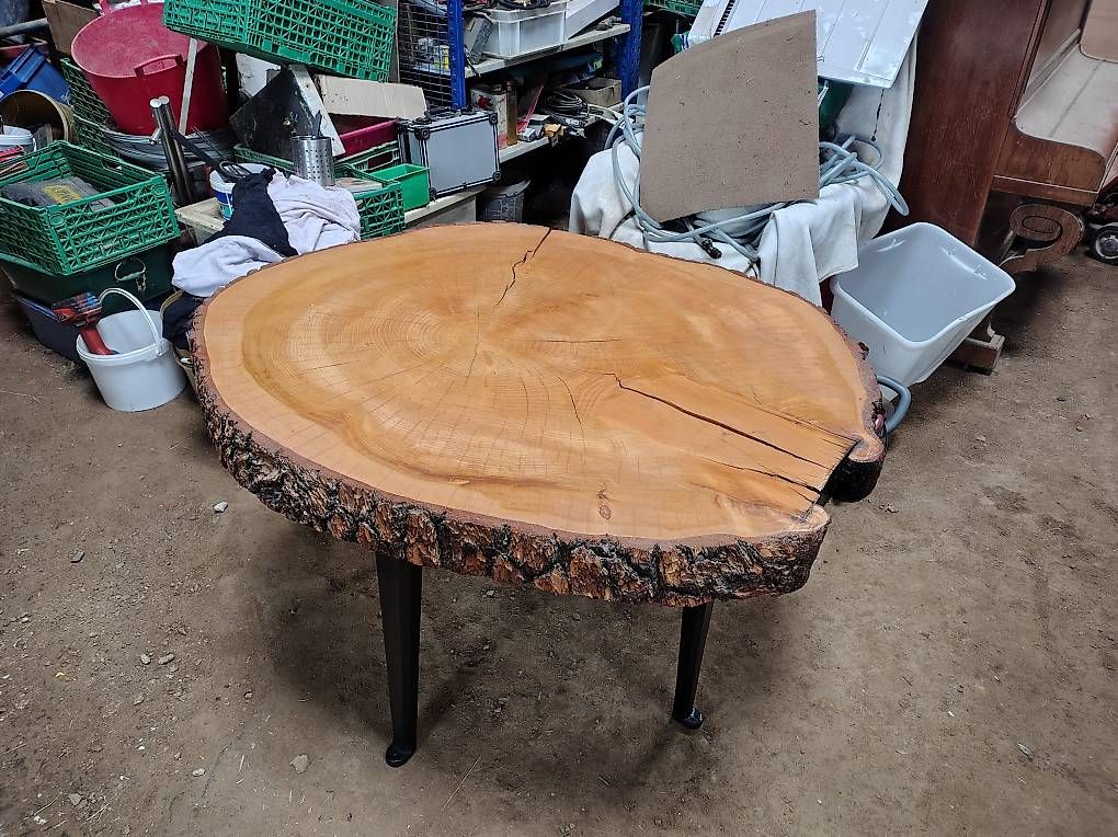 Tische: Table ronde rustique en bois massif – Gebraucht aus Troinex von David-Bonhomme 4
