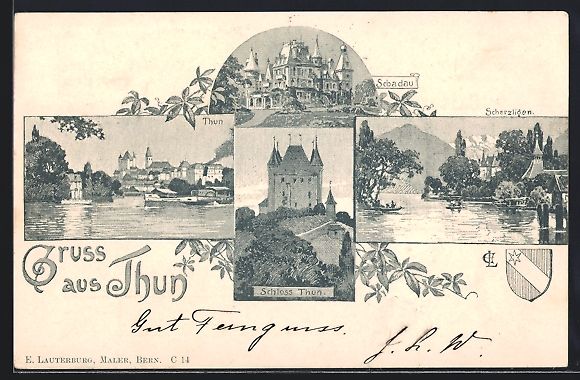 Ansichtskarten: Litho Thun, Schadau, Scherzligen, Schlos – Gebraucht aus Berlin von bartko-reher