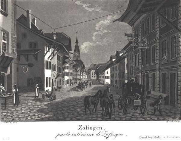 Incisioni: Zofingen Aquatinta von Schmid 1836 – Usato da Rafz venduto da Helvet32 2
