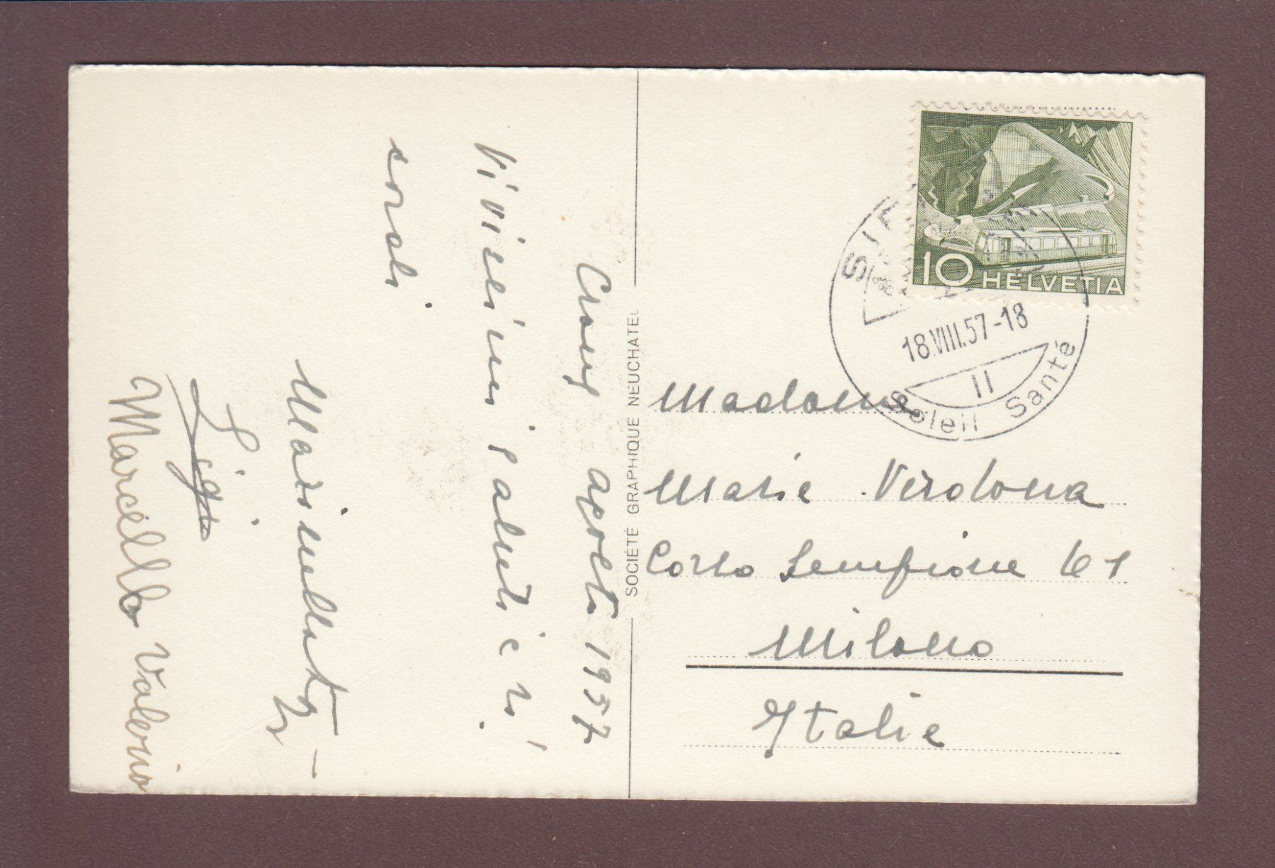 Cartoline postali: CRANS sur Sierre - 1957 – Usato da Pully venduto da nicecards 1