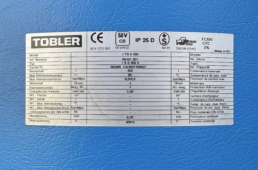 Sanitari: Boiler 300 Liter Tobler  – Usato da Cham venduto da Andrin_21 4