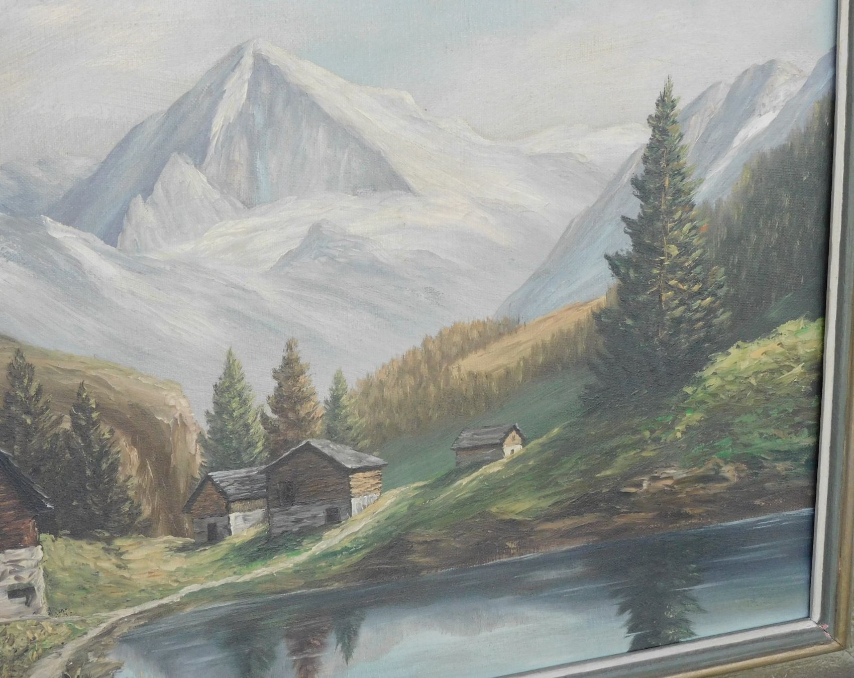 Gemälde: Kunst Landschafts Gemälde grosses altes Ölgemälde – Gebraucht aus Sursee von 76 4
