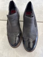 Rieker Chelsea Boots Damen Gr. 39 Schwarz Leder/Lacktop. Zus
