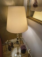 Stehlampe gross beige Messing guter Zustand