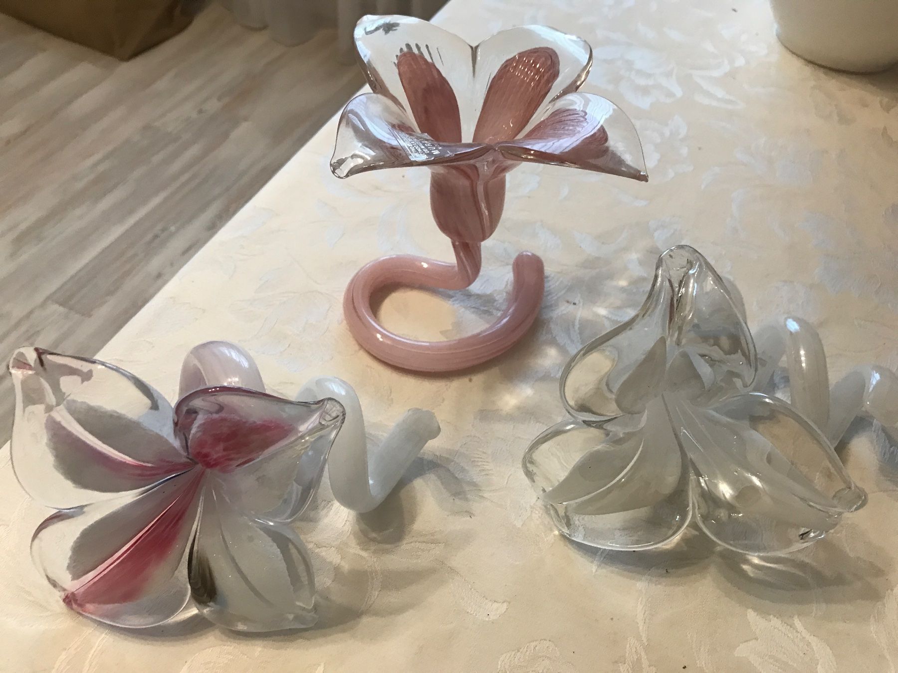Murano Bicchieri: Murano 3er Set Glasblumen – Usato da Wettingen venduto da Andres54