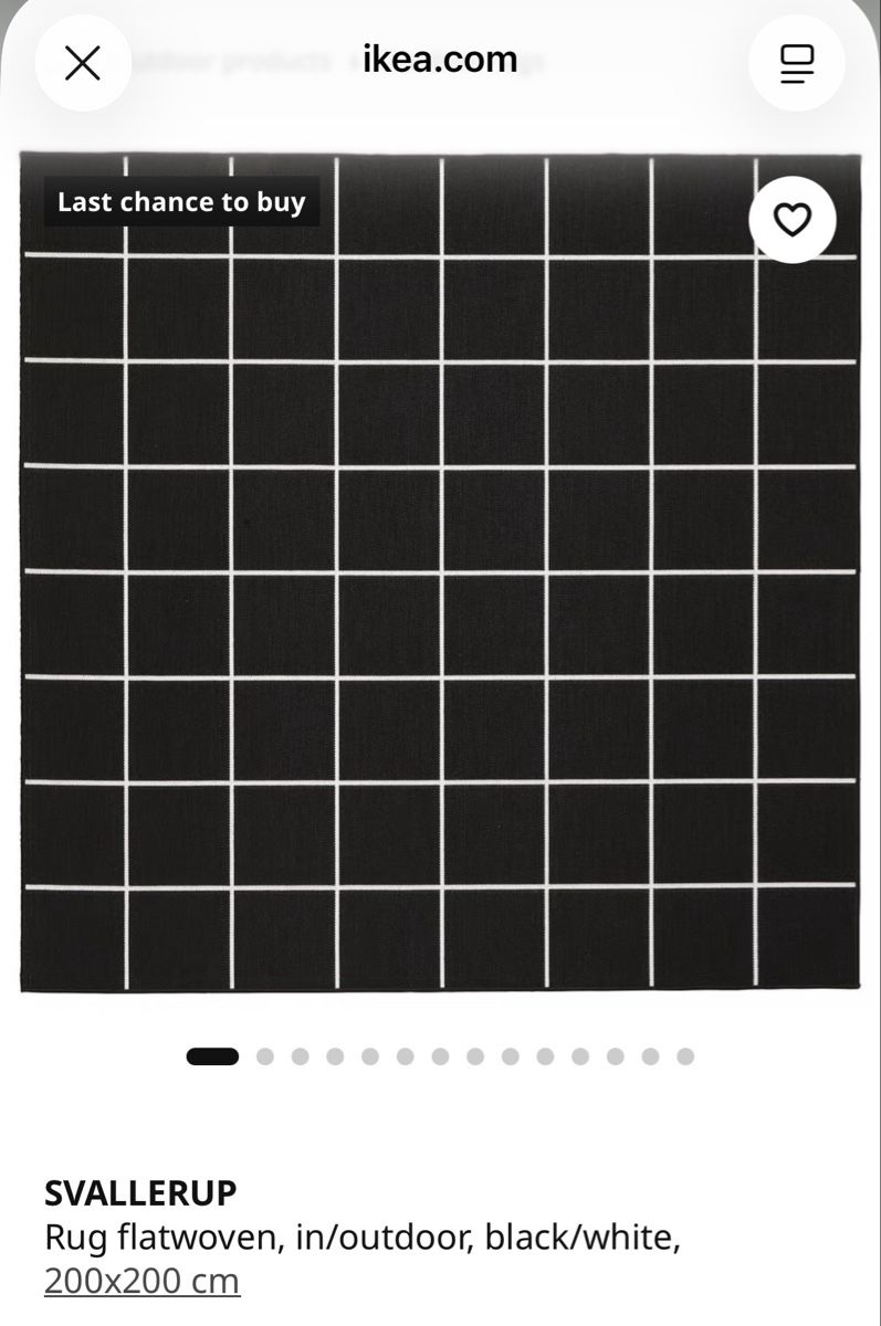 IKEA SVALLERUP Reversible Rug – Black & White (200 × 200 cm) (D ...
