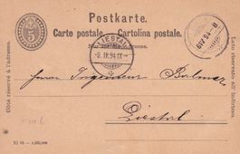 Postkarte nach Liestal 9.IV.94