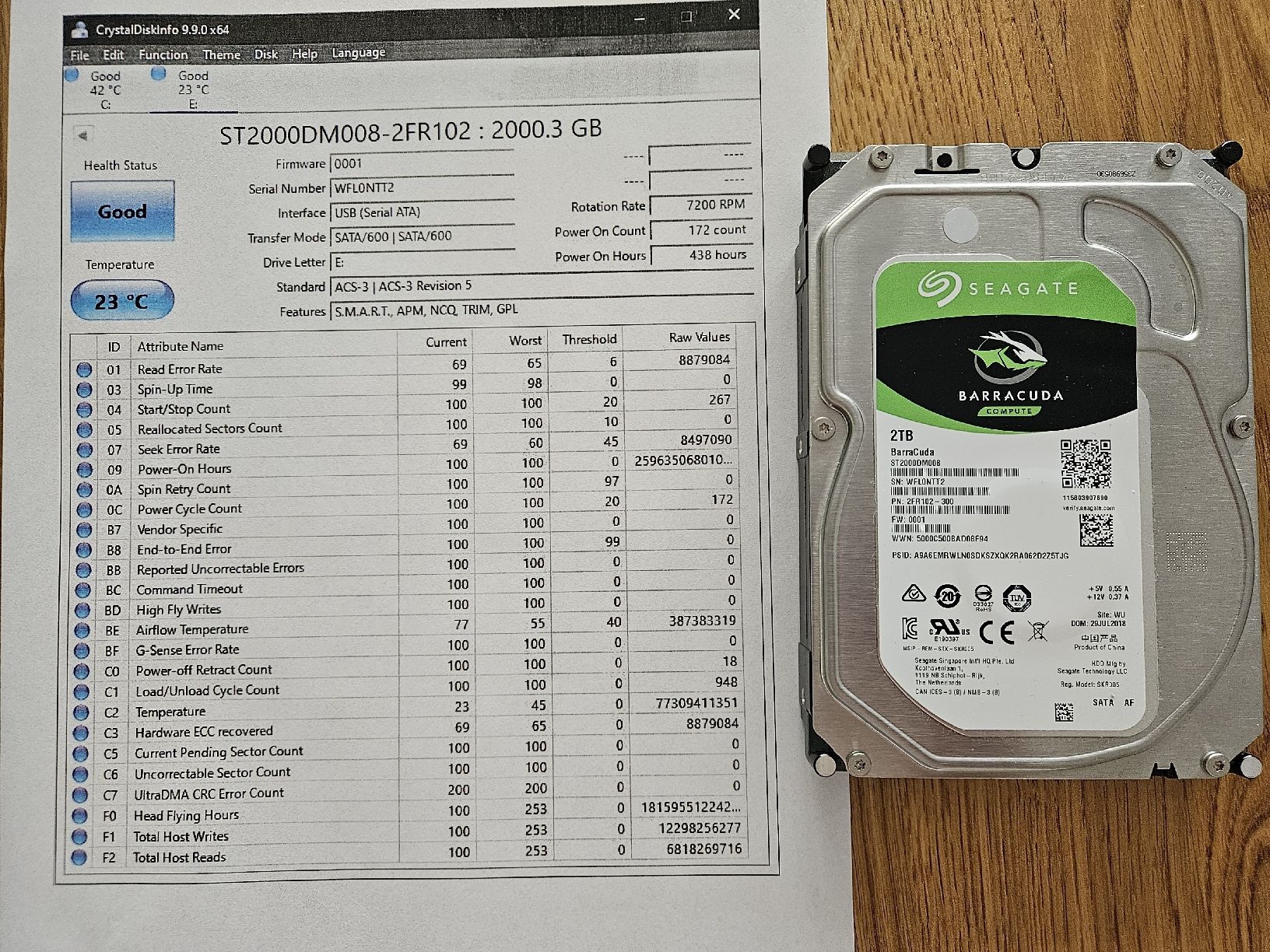 Seagate Dischi rigidi: 2TB HDD Seagate Barracuda mit wenig Stunden – Usato da Worb venduto da MisterSunshine