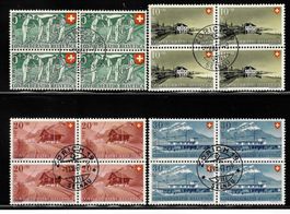 1947, B34-37, Viererblock-Serie gestempelt 1.VIII. (14584)