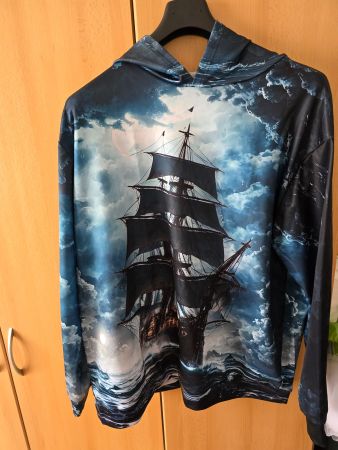 Herren Hoodie mit Schiff Grafikdruck