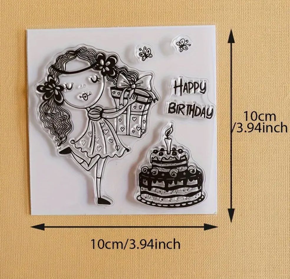 Timbri: Geburtstag, Mädchen Geschenk und Torte  - Silikonstempel – Nuovo e nell'imballaggio originale da Frenkendorf venduto da jazzplatten 1