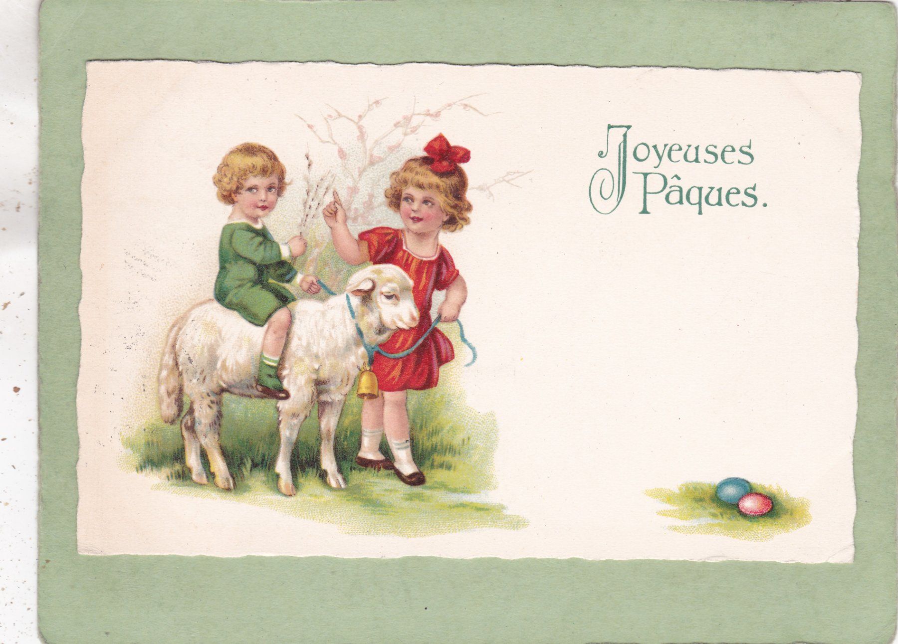 Cartoline postali: Kitsch Kinder Schaf Eier Joyeuses Pâques 1927 – Usato da Herisau venduto da Lisegrat2008
