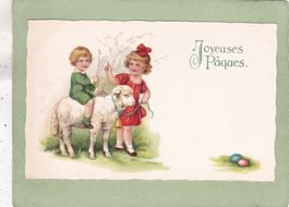 Kitsch Kinder Schaf Eier Joyeuses Pâques 1927