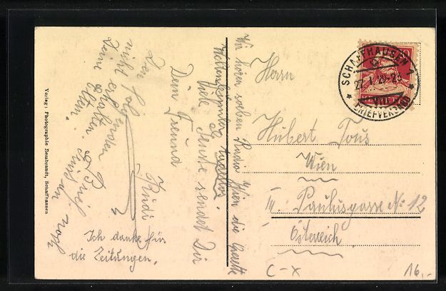 Cartes postales: Schaffhausen, Café-Conditorei Aug. Br – D'occasion à Berlin par bartko-reher 1