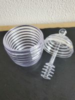 Honigtopf aus Kunststoff mit Honigloeffel, Neu