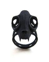 Ring Fingerring Skull Schädel Katzenschädel schwarz *NEU*