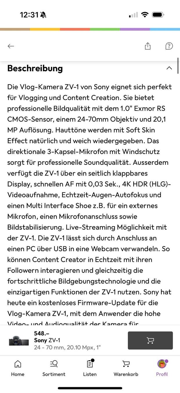 Sony Kamera: Sony ZV-1 - mit Garantie! – Neu (gemäss Beschreibung) aus St. Gallen von ElmedinaZ 3