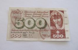 Schöne Banknote Fr. 500.- 1970 (gefaltet, wenig gebraucht)