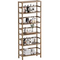 Badregal mit 6 Ebenen, Bücherregal, Bambus Regal, walnuss