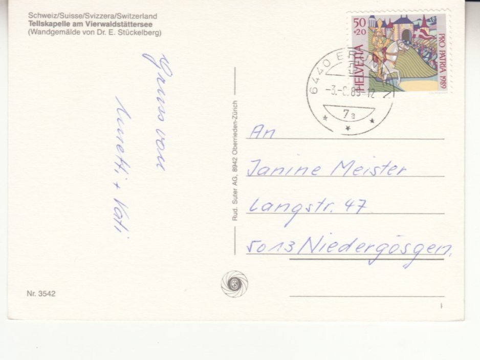 Ansichtskarten: Tellskapelle 1989 – Gebraucht aus Bürglen TG von StampGraf 1