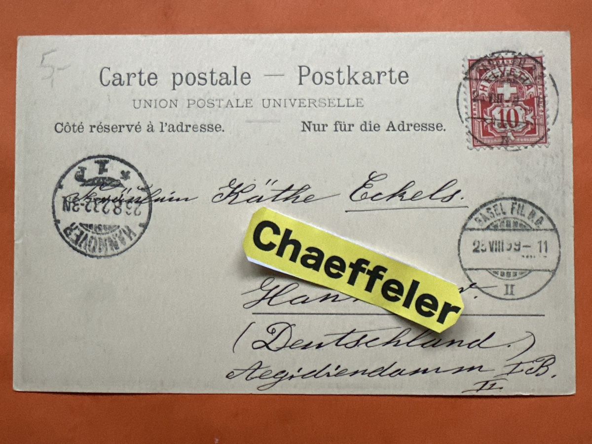 Ansichtskarten: Alte Ansichtskarte Basel, gelaufen 1923 – Gebraucht aus Zürich von Chaeffeler 1