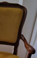 2 Fauteuils de style velours jaune or