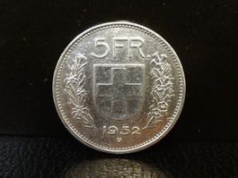 5 Franken Silber 1952 Fünfliber Münze