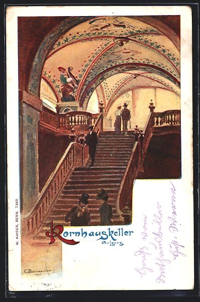 Cartoline postali: Bern, Gasthaus Kornhauskeller, Aufgang – Usato da Berlin venduto da bartko-reher