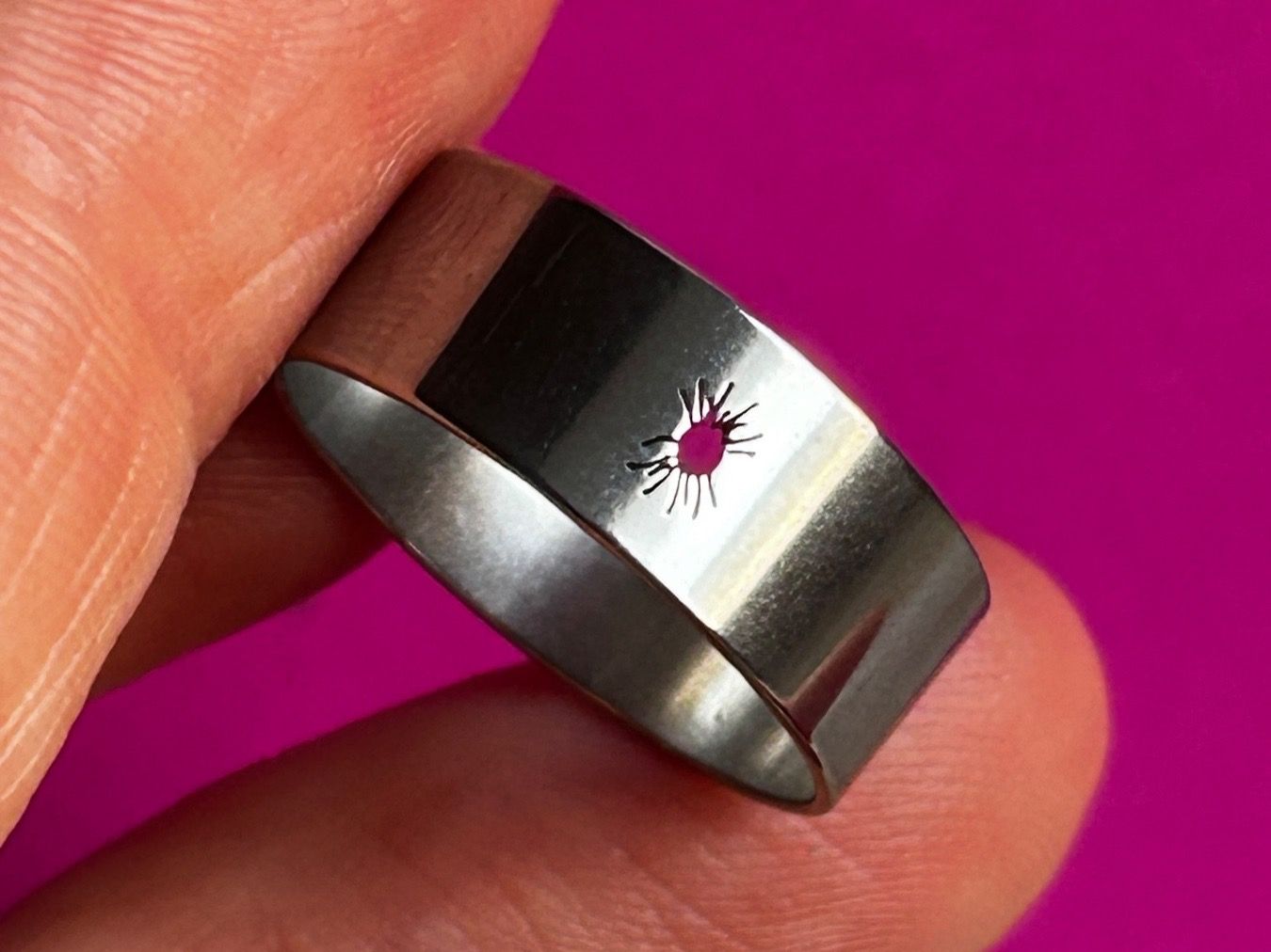 Ringe: Edelstahlring Sonne  (55) – Gebraucht aus Basel von bellespirit