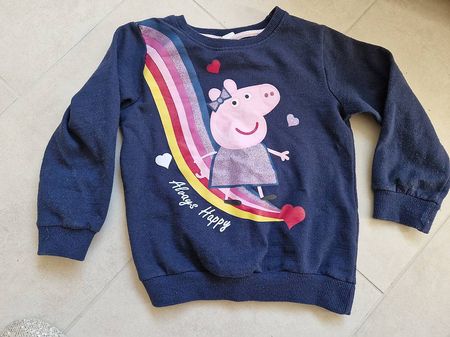 Pullover, Gr. 122, Peppa Wutz/Pig mit Glitzer, Regenbogen