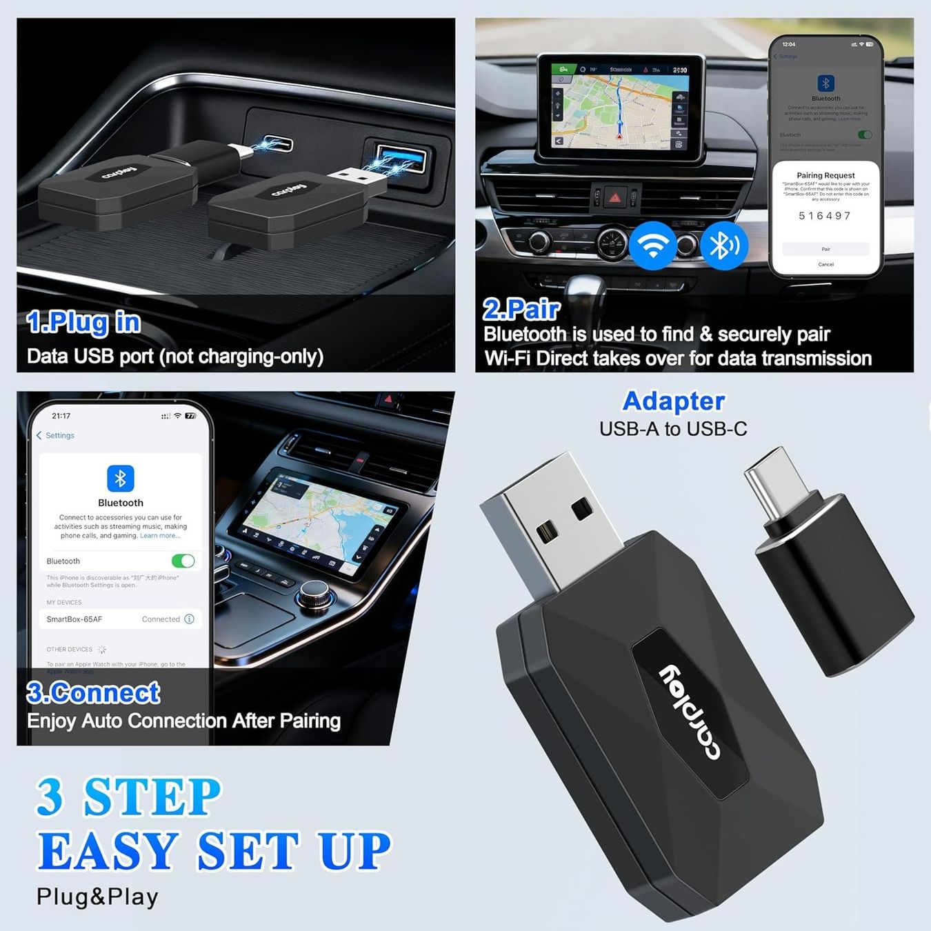 Unità & Adattatore: Wireless CarPlay & Android Auto Adapter USB-A/USB-C – Nuovo e nell'imballaggio originale da Suhr venduto da SchnapperCH 5