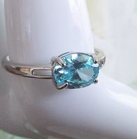 925 Silber Ring mit echtem Zirkon blèu