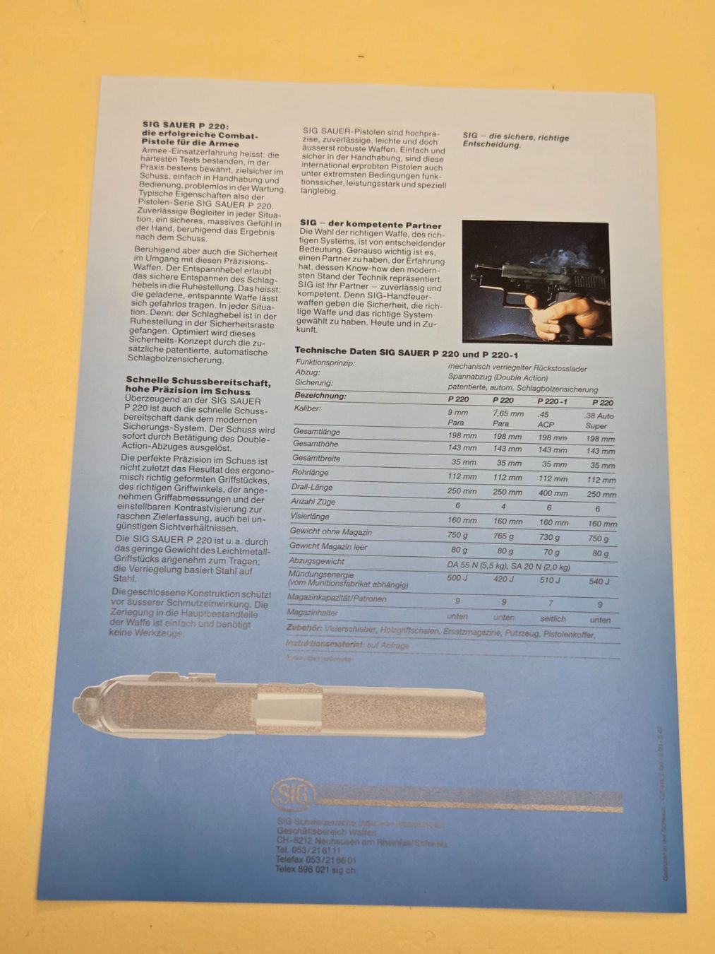Schweizer Armee Armi bianche: Flyer original Sig Sauer P 220 – Nuovo (secondo la descrizione) da Choëx venduto da Solmo51 1