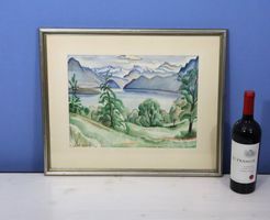 Hans Walter Scheller 1896-1964, Aquarell "Seelandschaft"-