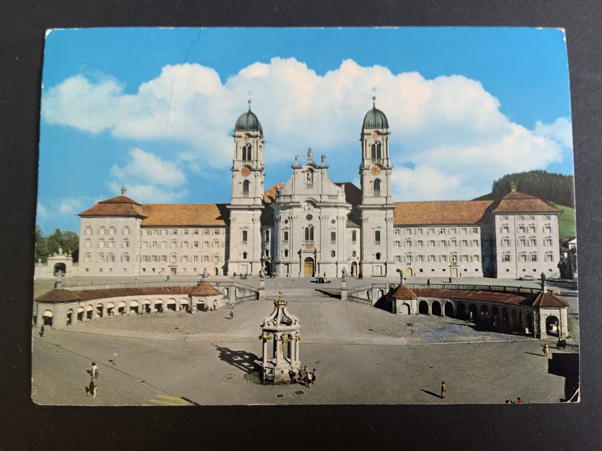 Cartoline postali: Alte Ansichtskarte Einsiedeln Kloster mit Schrift & Stempel, – Usato da Binningen venduto da chr_cr5n
