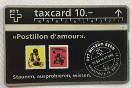 Taxkarte Postillon d’amour PTT, 10.-Fr. Gelaufen