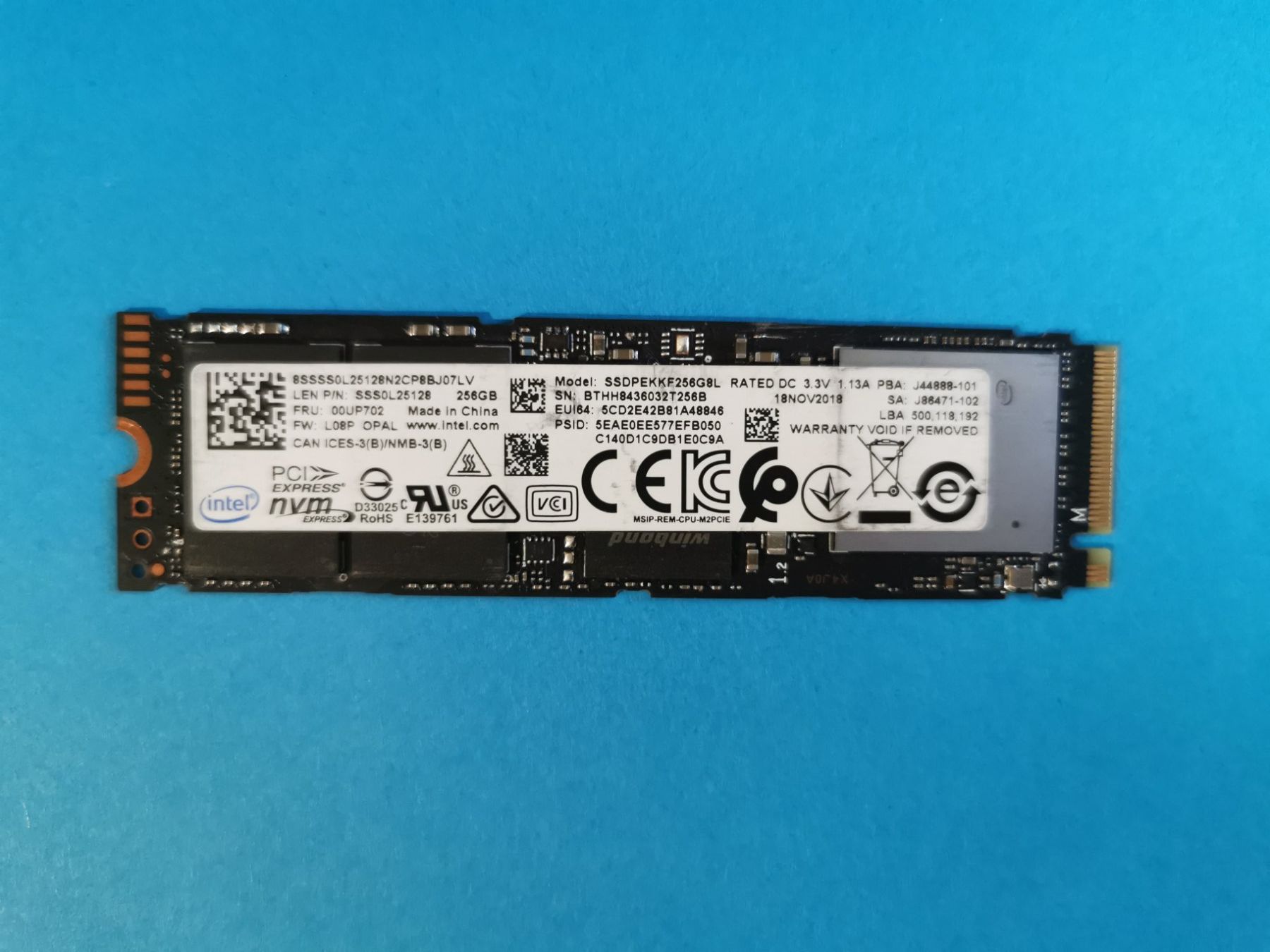 Intel Harddisks: Intel Solid State Drive Nvme 256GB – Gebraucht aus Suhr von augustavat