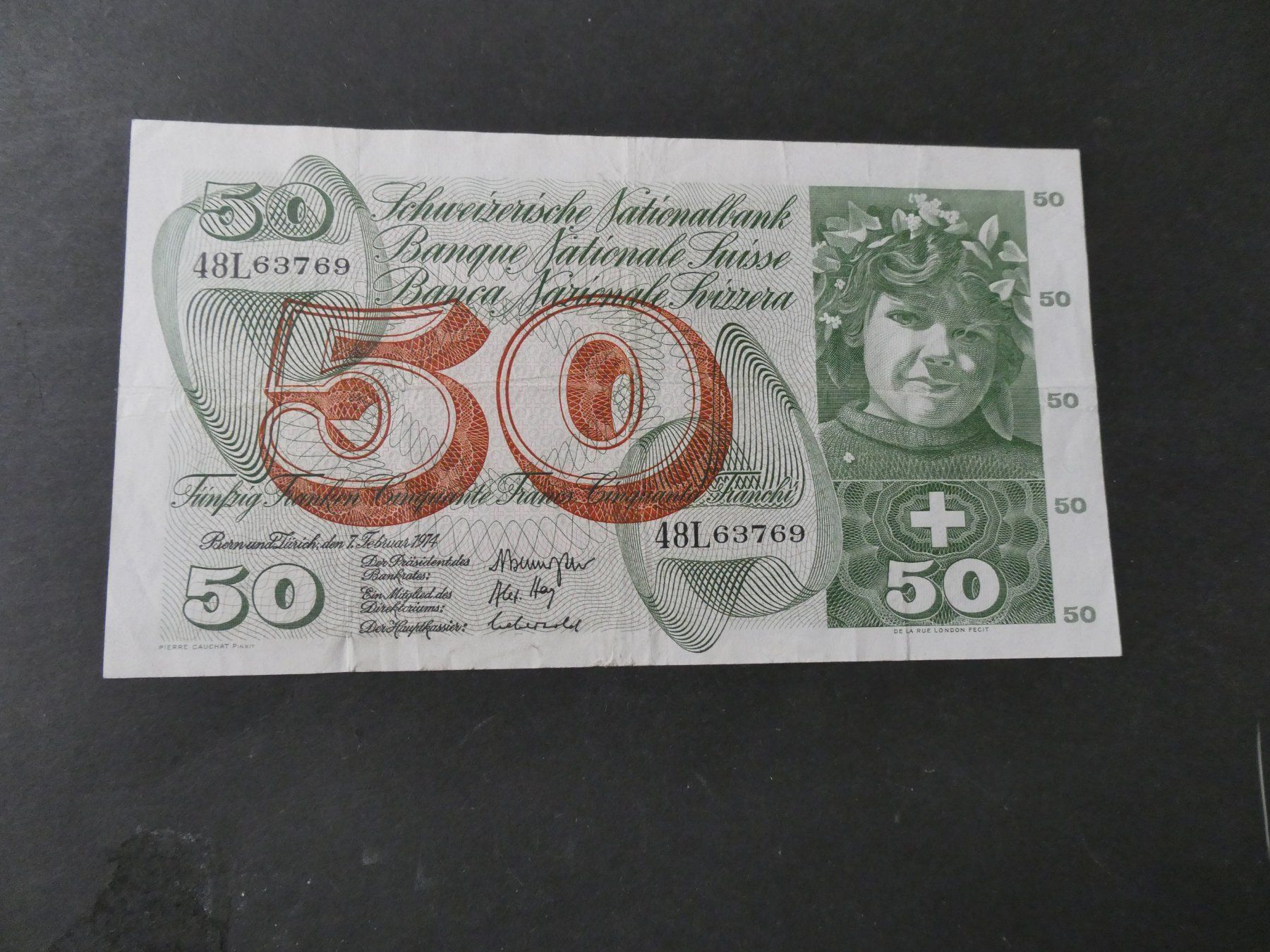 Banconote: Schweiz 1974, 50 Franken – Usato da Hinterforst venduto da Rohusri