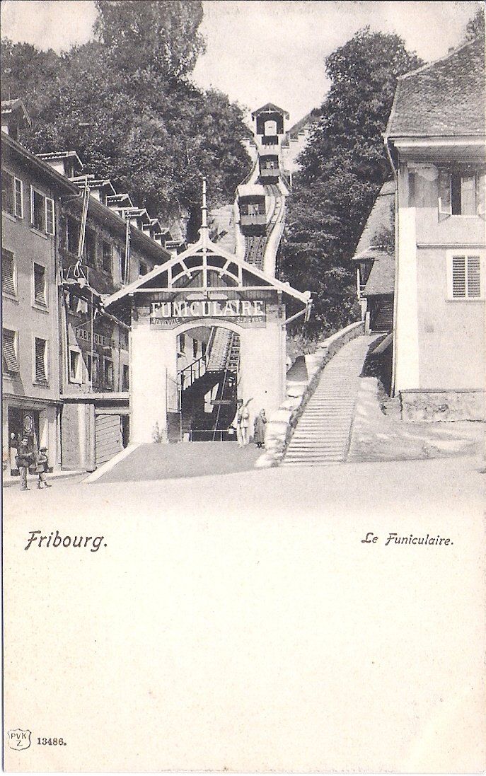 Cartoline postali: FRIBOURG, funiculaire et sa gare – Nuovo (secondo la descrizione) da Les Verrières venduto da Scampi0