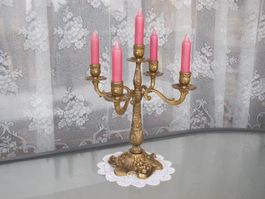 34cm Messing Kerzenständer 5flammig 1880 gr. 50er/60er Jahre