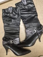 Damen Stiefel Oxmox schwarz Leder gebraucht 37
