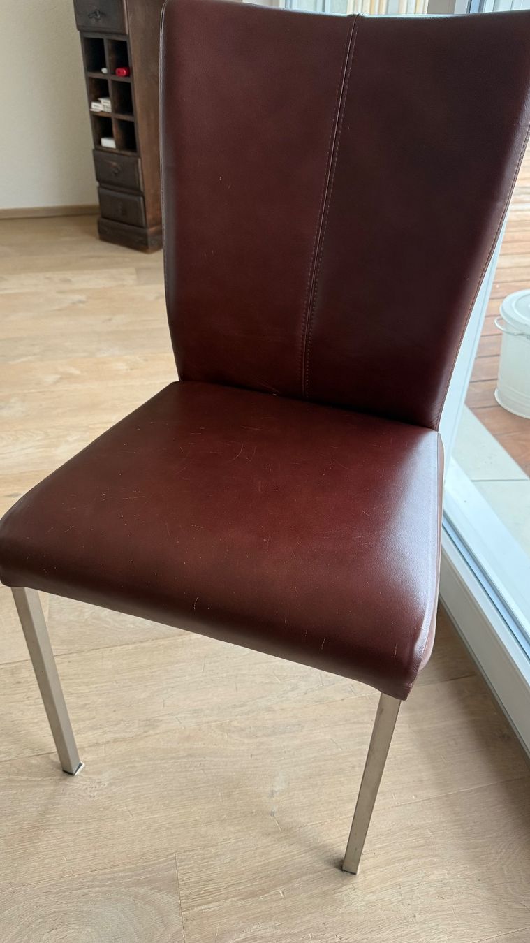 Stühle: Edle Lederstühle, 6 Stk., braun – Gebraucht aus Neftenbach von Patstang 6