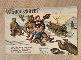Litho PK / Bären Karte - Wintersport Gelaufen 1928