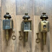 Antike Kutschen Laternen Messing 2 Stk Petroleum Top Zustand