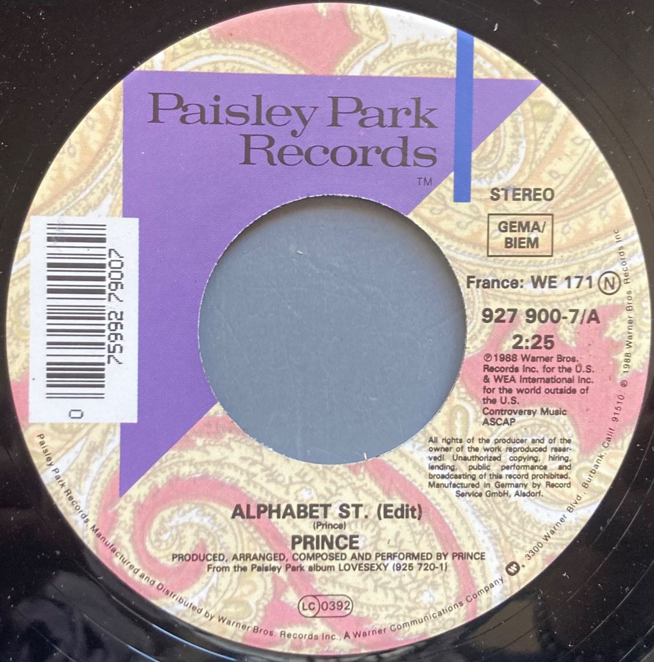 Vinyles: PRINCE - ALPHABET ST. – D'occasion à Poliez-Pittet par Newtown-Records 1